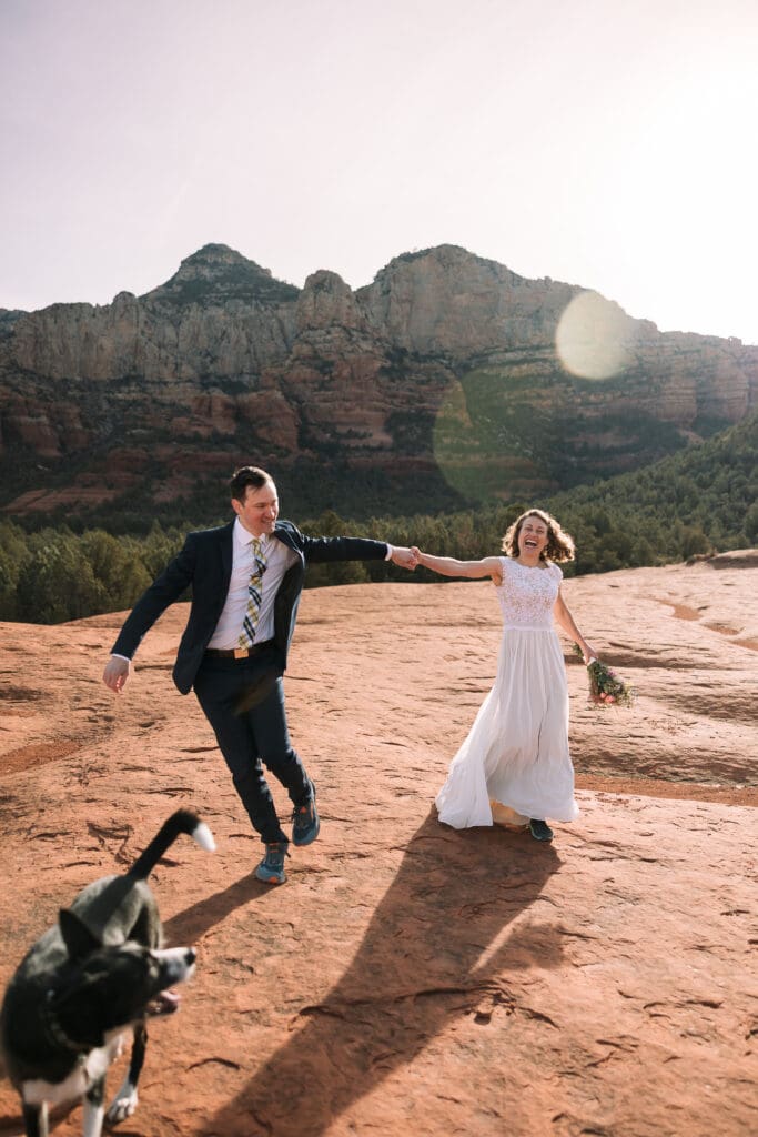 A morning elopement with a champagne pop