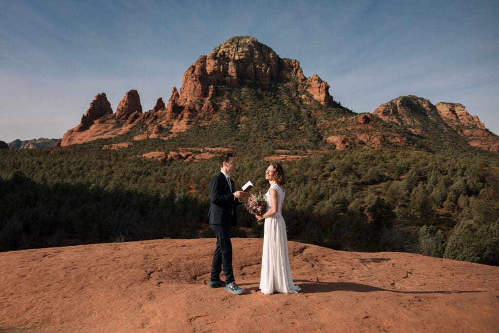 a morning elopement in the red rocks of sedona