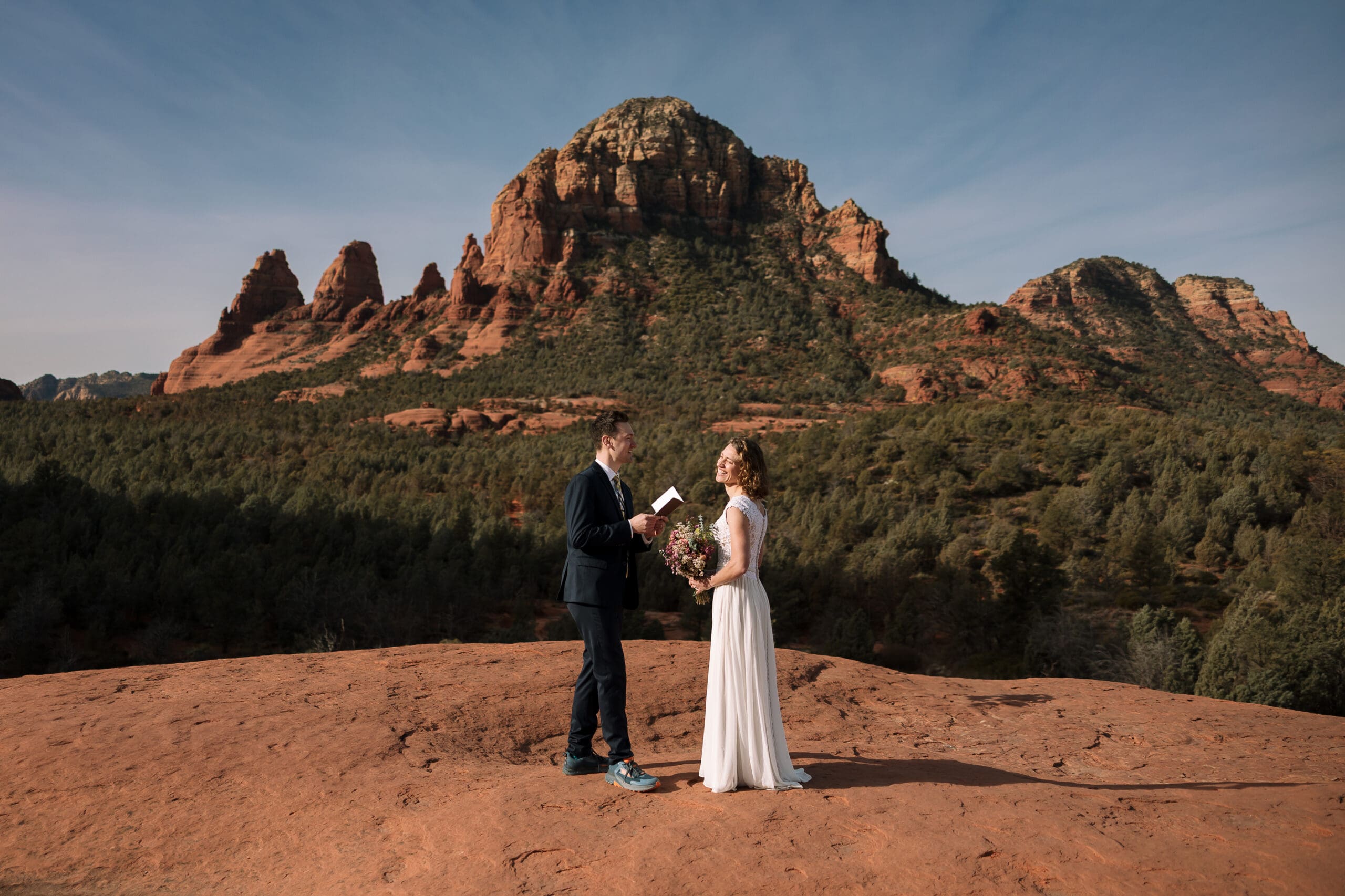 a morning elopement in the red rocks of sedona