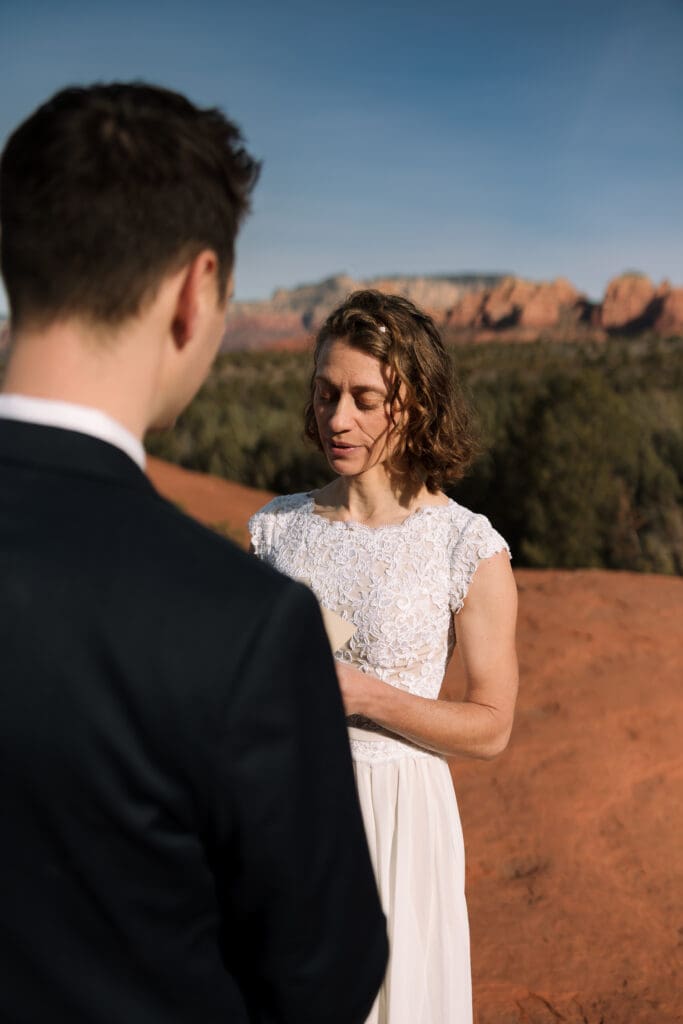 A bride shares intimate vows with her groom.