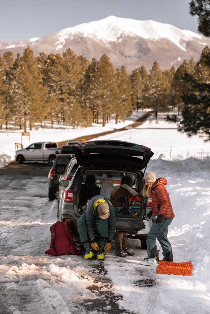 Getting ready for their Flagstaff elopement.