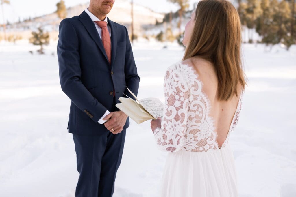 The bride shares her vows with the groom.